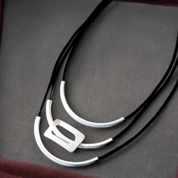 Brand New Layered Chunky Necklace - Silver  Gold Boho Jewelry - Picture 1 of 3